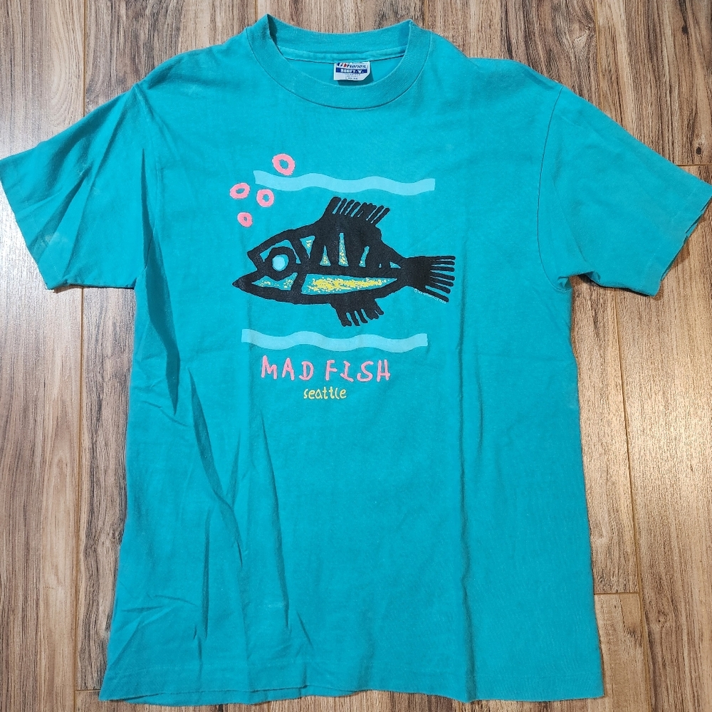 Vintage 80s Mad Fish Seattle Tee T-Shirt